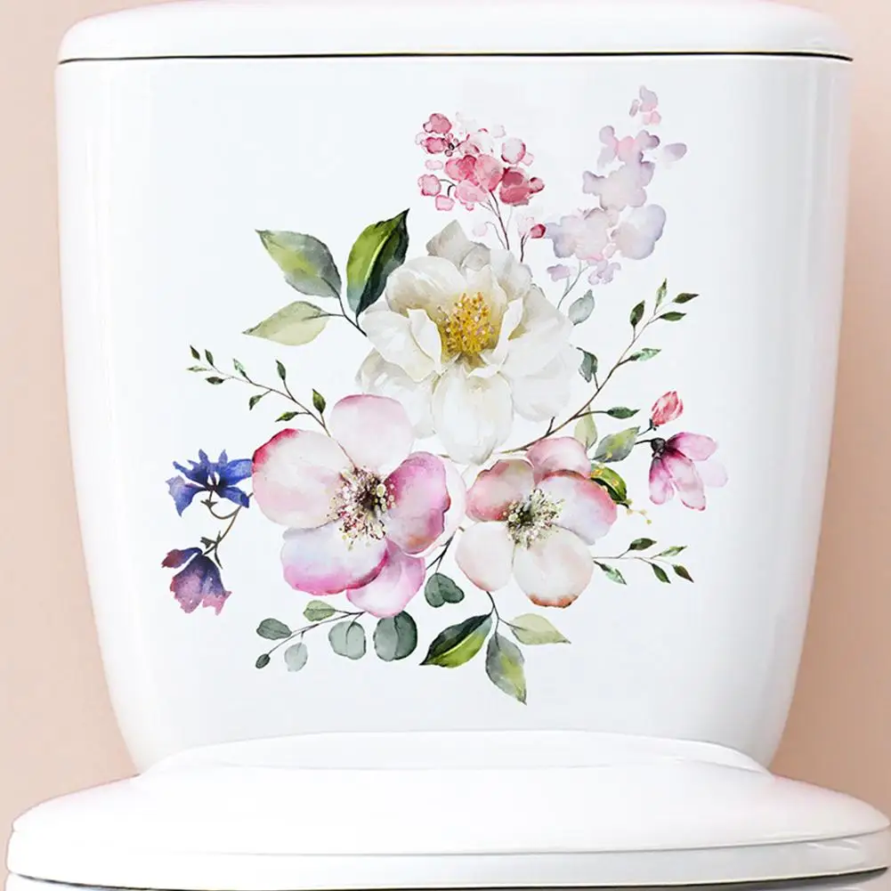 

Bathroom Toilet Stickers Modern Minimalist Flowers Pattern Wall Sticker Self-adhesive Paintings Wallpaper For Bathroom Decoratio