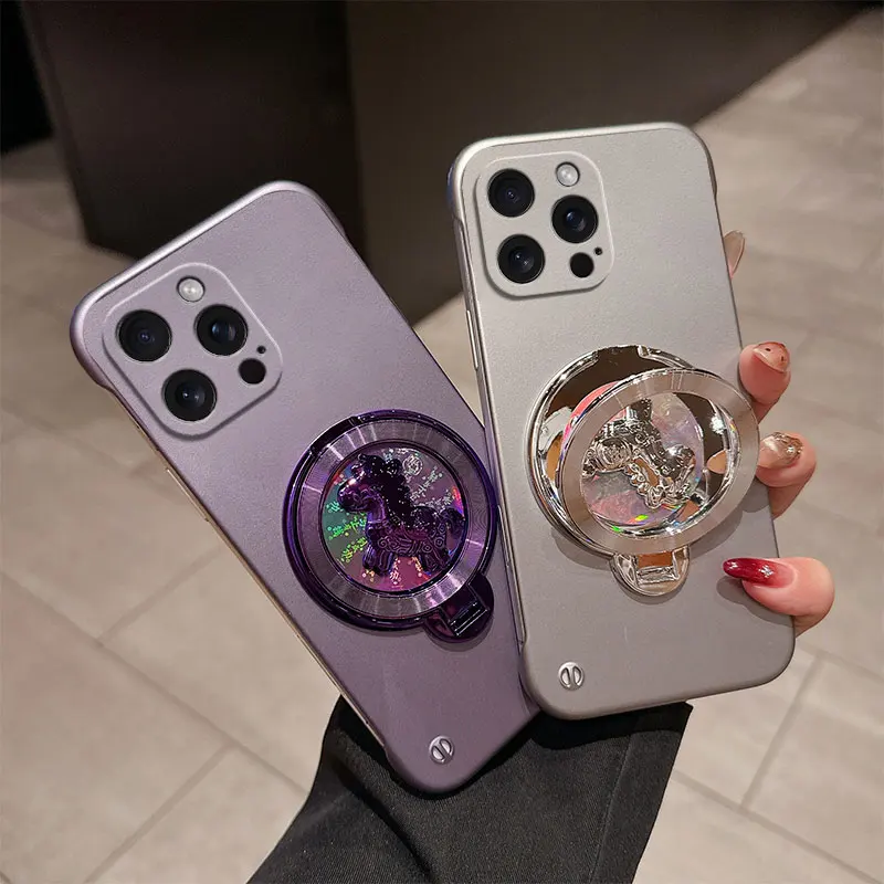 GELD Kommen Pferd Ständer Halter Fall Für iPhone 17 Air 16 16E 15 14 13 12 11 Pro max Plus Harte PC Kamera Schutzhülle Zurück Abdeckung