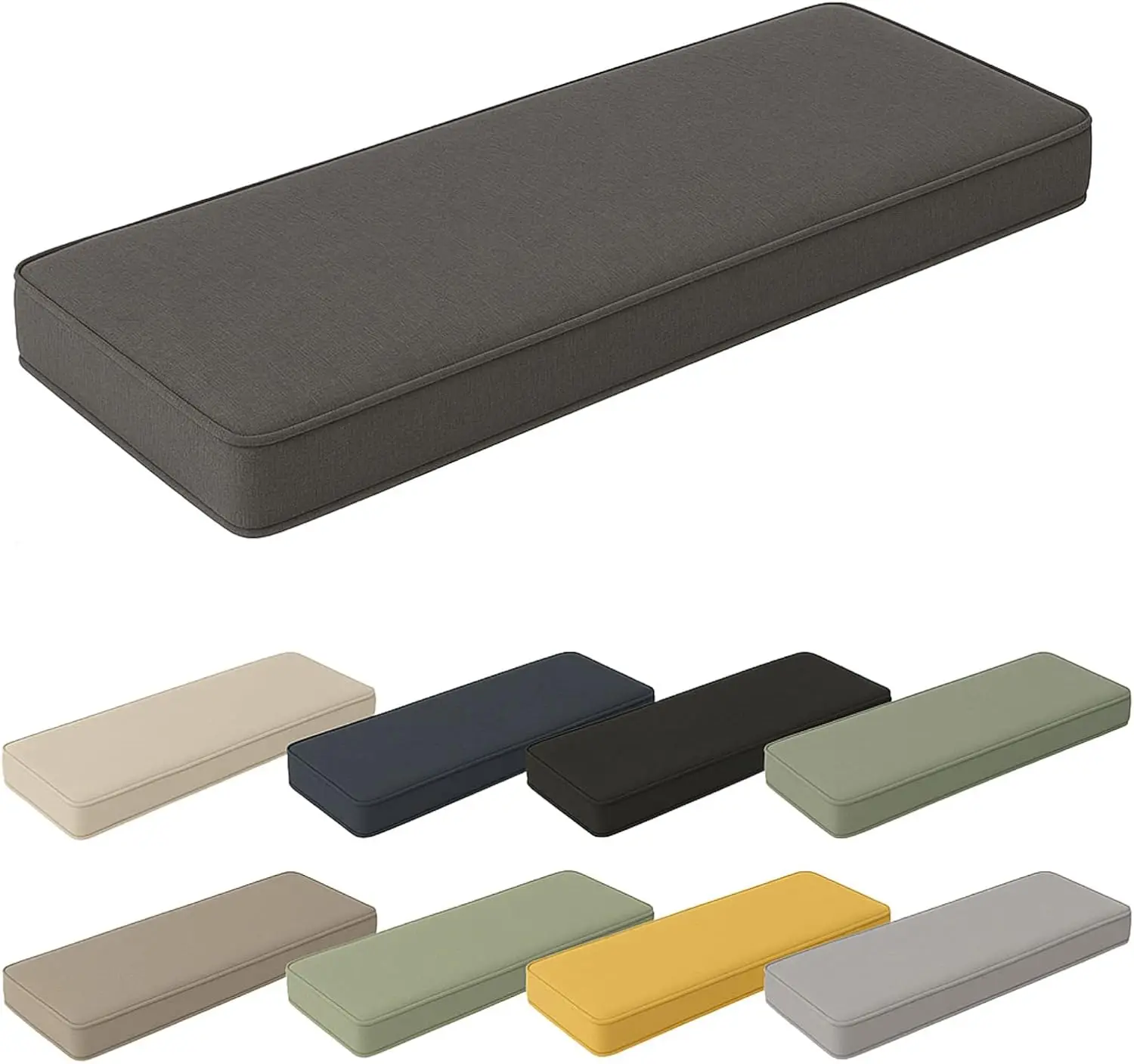 Custom Double Piping Chair Seat Pad Bench Cushion with Non-slip Bottom Windowsill Cushion for Home Garden Bay Window Patio Swing