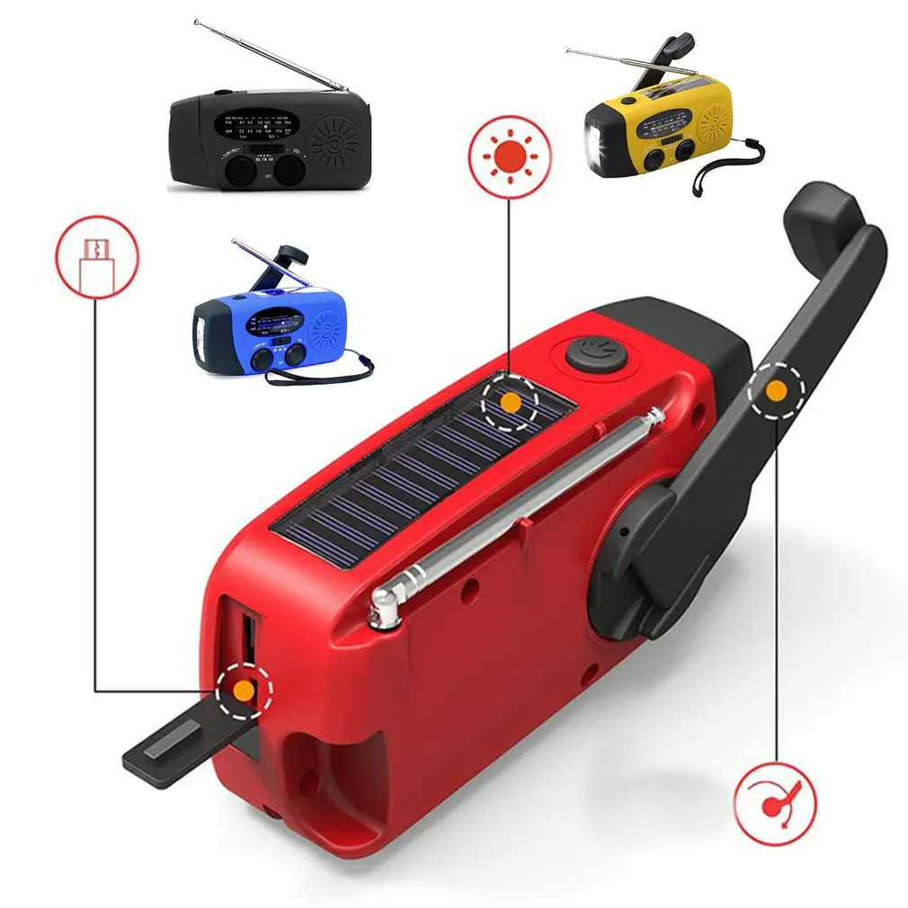 Mini Solar Hand Crank Powered Radio AM/FM/NOAA Weather Dynamo LED Flashlight Outdoor Emergency Tools Multifunctional Receiver