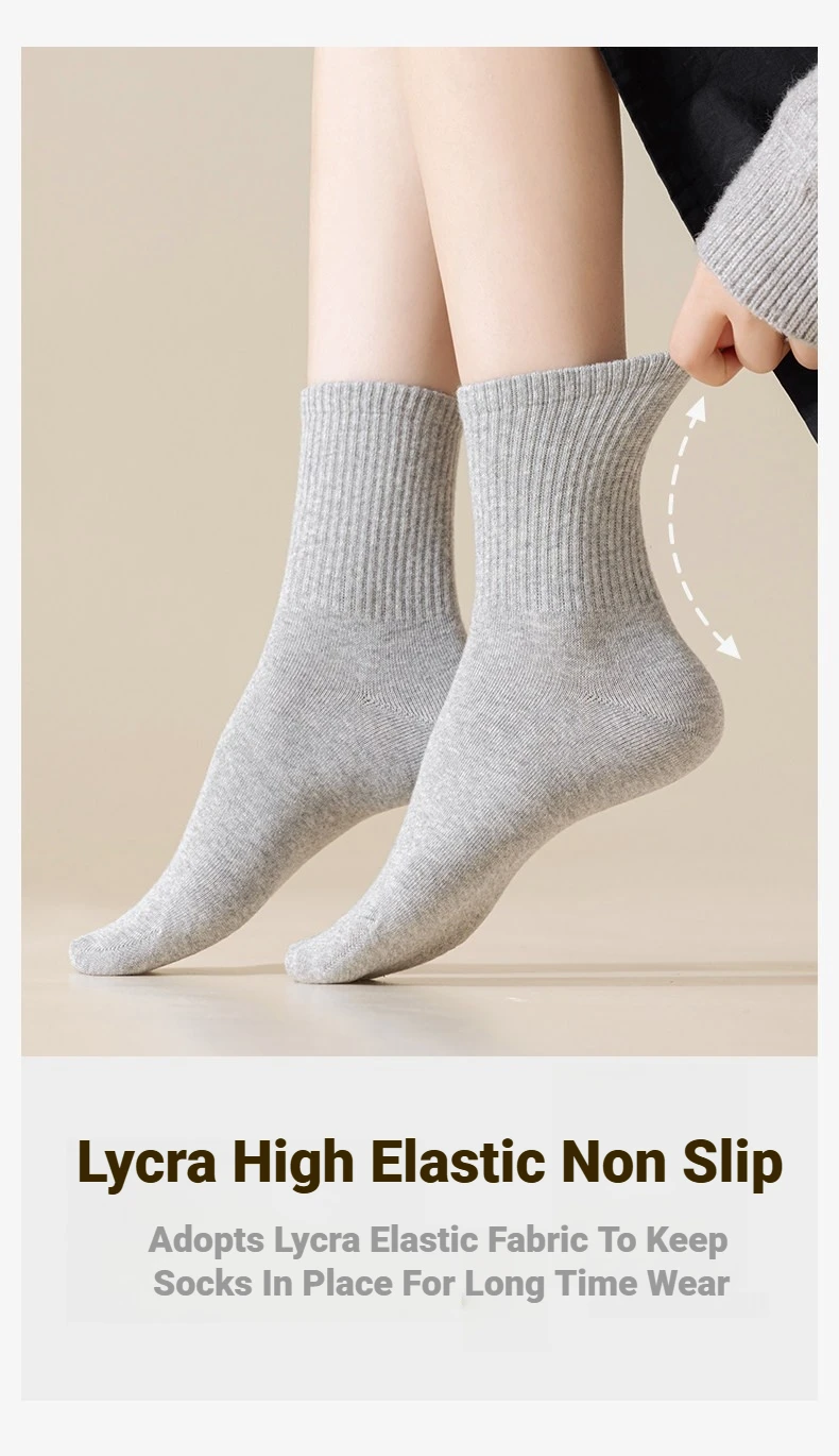5 Paar einfarbige Damensocken, schlicht, vielseitig, modisch, geruchsabweisend, atmungsaktiv, weich, bequem, für Freizeit, Sport und den täglichen Gebrauch. – Detail 8