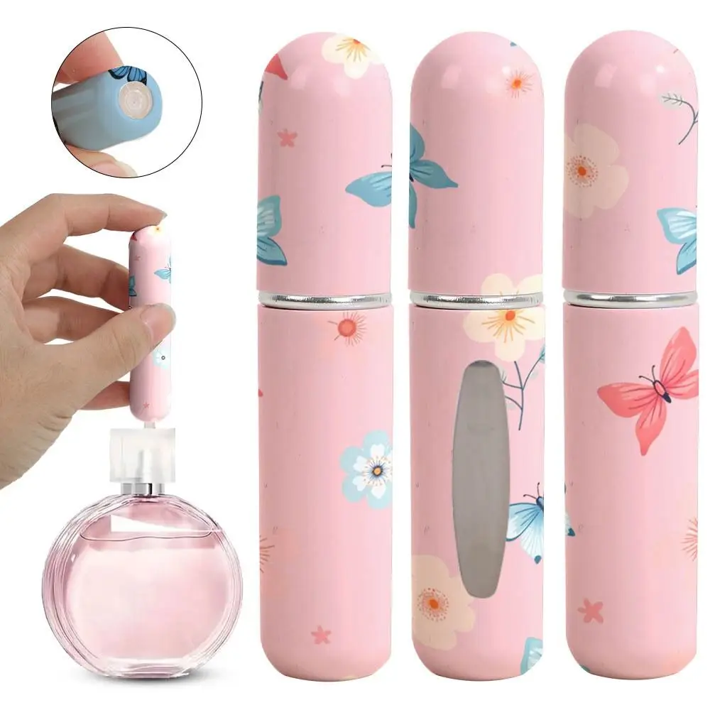 Bouteille atomiseur de 5ml, Mini bouteille rechargeable à fond vide, impression colorée papillon, bouteille rechargeable, stockage de parfum