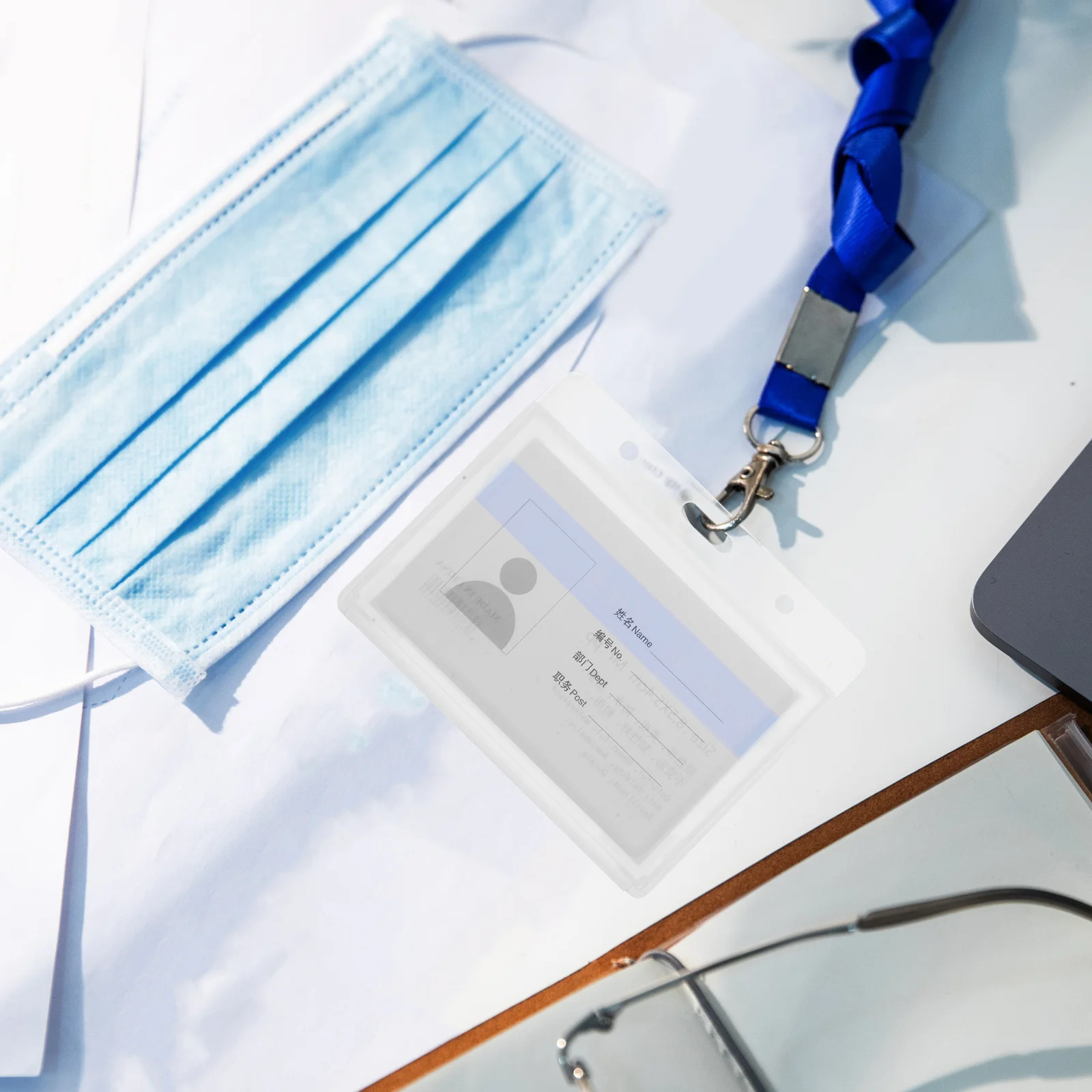 Portatarjetas de plástico impermeable, funda protectora para tarjeta de identificación transparente Horizontal para almacenamiento de insignias de trabajo escolar y de oficina, 10 Uds.