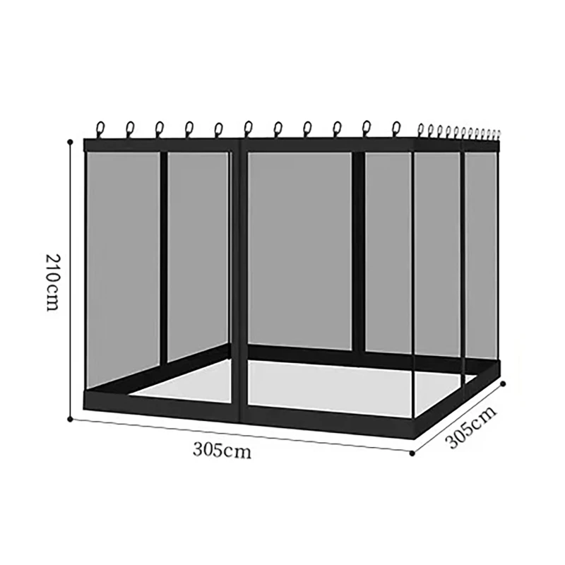 305x305x210cm Outdoor Gazebo Mosquito Netting Universal Canopy Net Screen 4 Door Sidewall Curtain With Zippers For Garden Patio