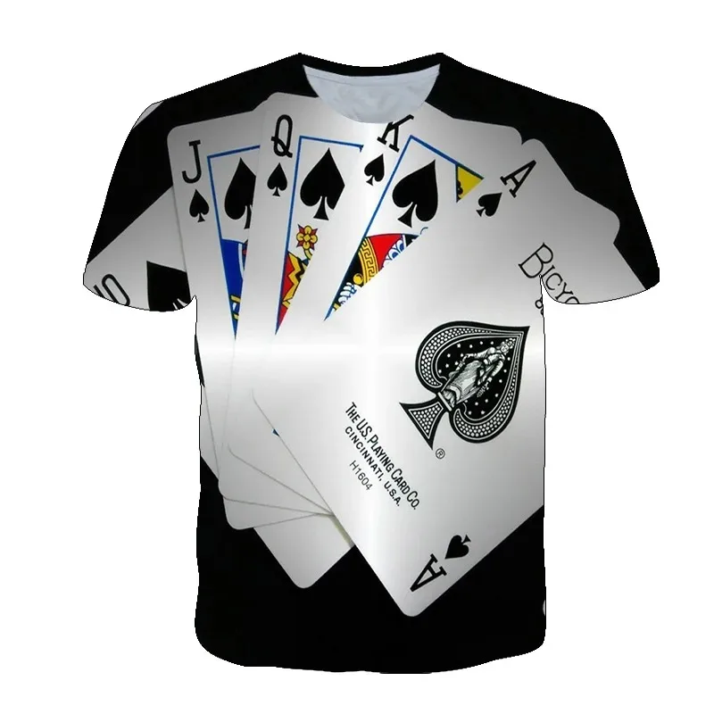 Fashion Hip Hop Playing Cards Pattern Men t-shirt Summer Casual Interesting Poker Graphic t shirts O-Neck 3D Print T-shirt