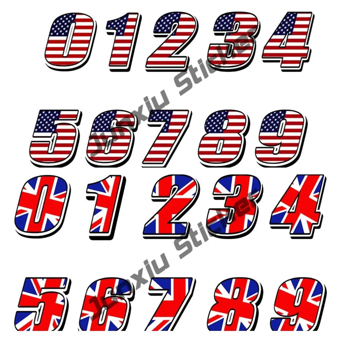 

Vinyl Die Cut Numbers 0123456789 Sticker Styling USA UNITED STATES FLAG UK UNITED KINGDOM FLAG Decal RACING MOTO AUTO CAR ATV