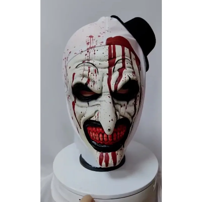 

Страшная маска для косплея Terrifier 3, искусство на Хэллоуин, клоун, кровавый латекс, мягкий реквизит, вечерние костюм для взрослых, маски Terrifier Disfraz