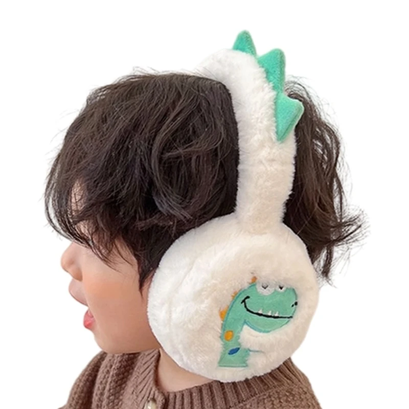 A2ES Dinosaur Decoration Earmuffs Kids Ear Warmers Plush Soft Winter Accessory Suitable for Daily Wear and Sports