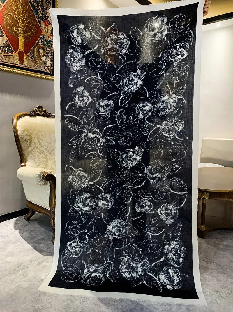 Camellia Long Pashmina Tassels Cashmere Luxury Designers Big Shawls Women Large Neck Accessories Lover Gift 200CM 100CM