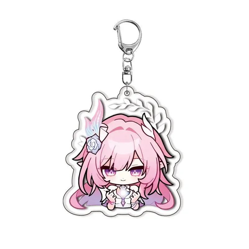 Kawaii أنيمي Q نسخة المفاتيح الاكريليك سيارة كيرينغ اكسسوارات الكرتون لطيف الشكل شخصيات حقيبة العرافة على ظهره قلادة الهدايا #4