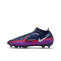 Nike Phantom GT2 Elite FG Men's Soccer Shoes, Anti slip, Wear resistant, Shock-absorbing, Mid Top Football Shoes, Black Purple