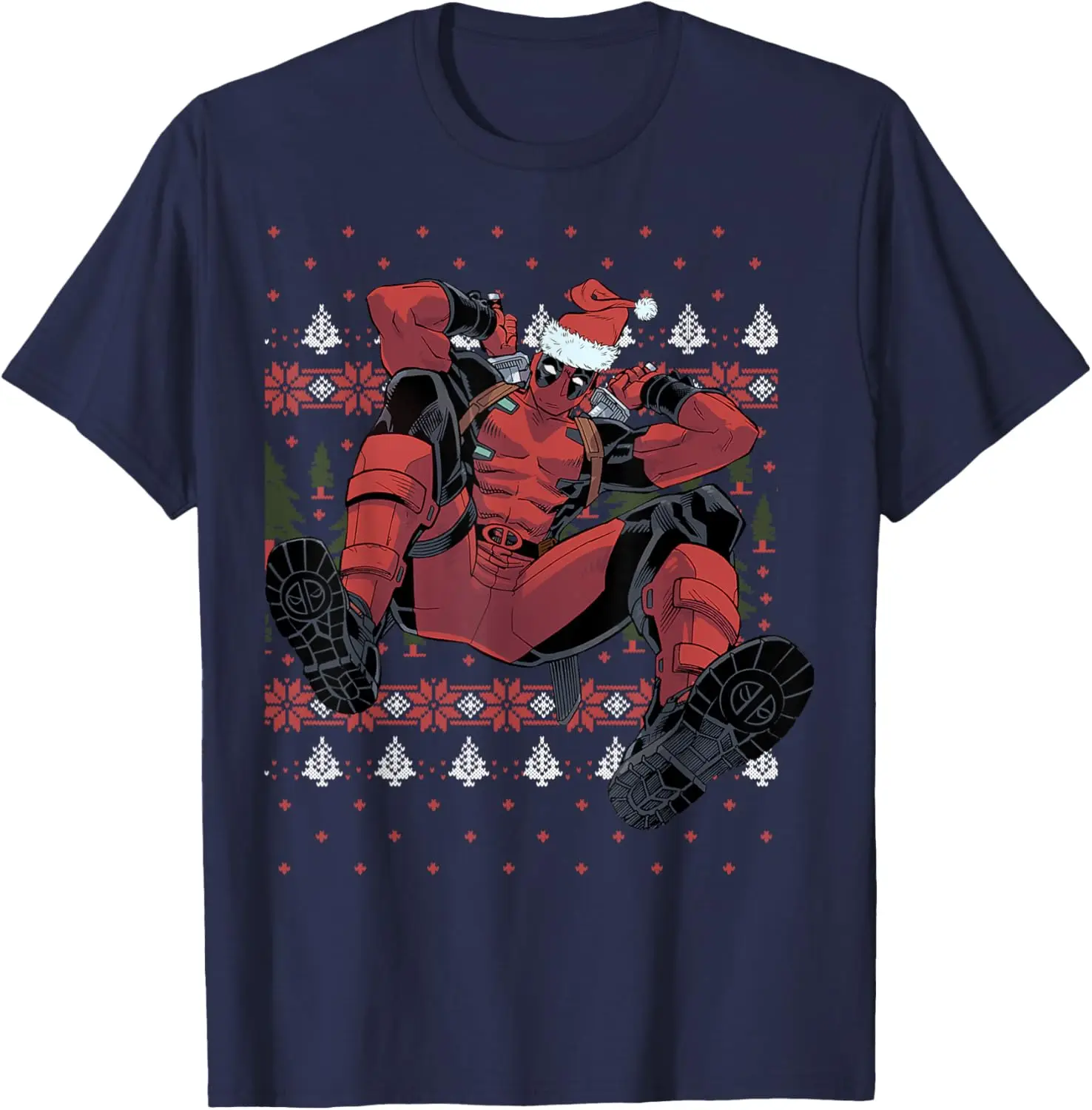 Marvel Deadpool Santa Hat Ugly Sweater Christmas T-Shirt