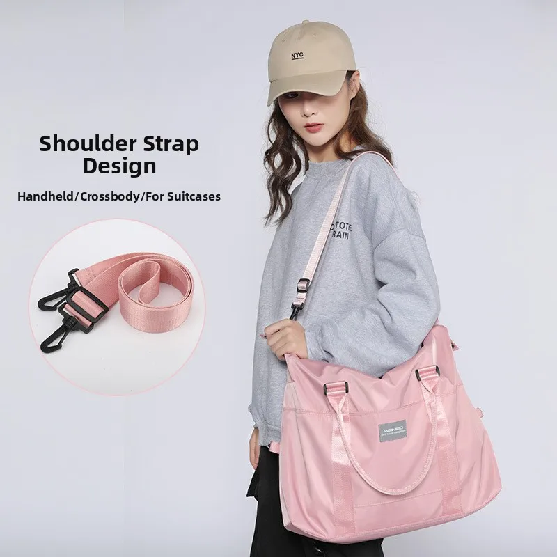 大容量女性用トラベルバッグハンドヘルドフィットネス機器バッグ荷物バッグビジネス通勤スタイルピュアカラーパターン