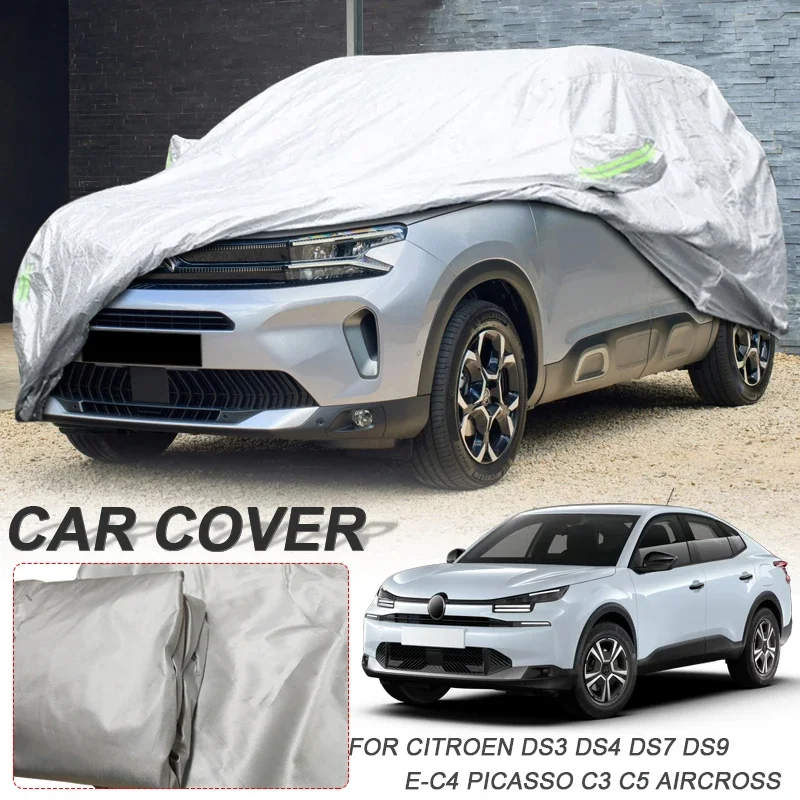 

Car 210T Polyester Waterproof Cover For CITROEN C3 C5 AIRCROSS C4 PICASSON C5X DS3 DS4 DS7 DS9 E-C3 E-C4 X Dustproof Anti-UV