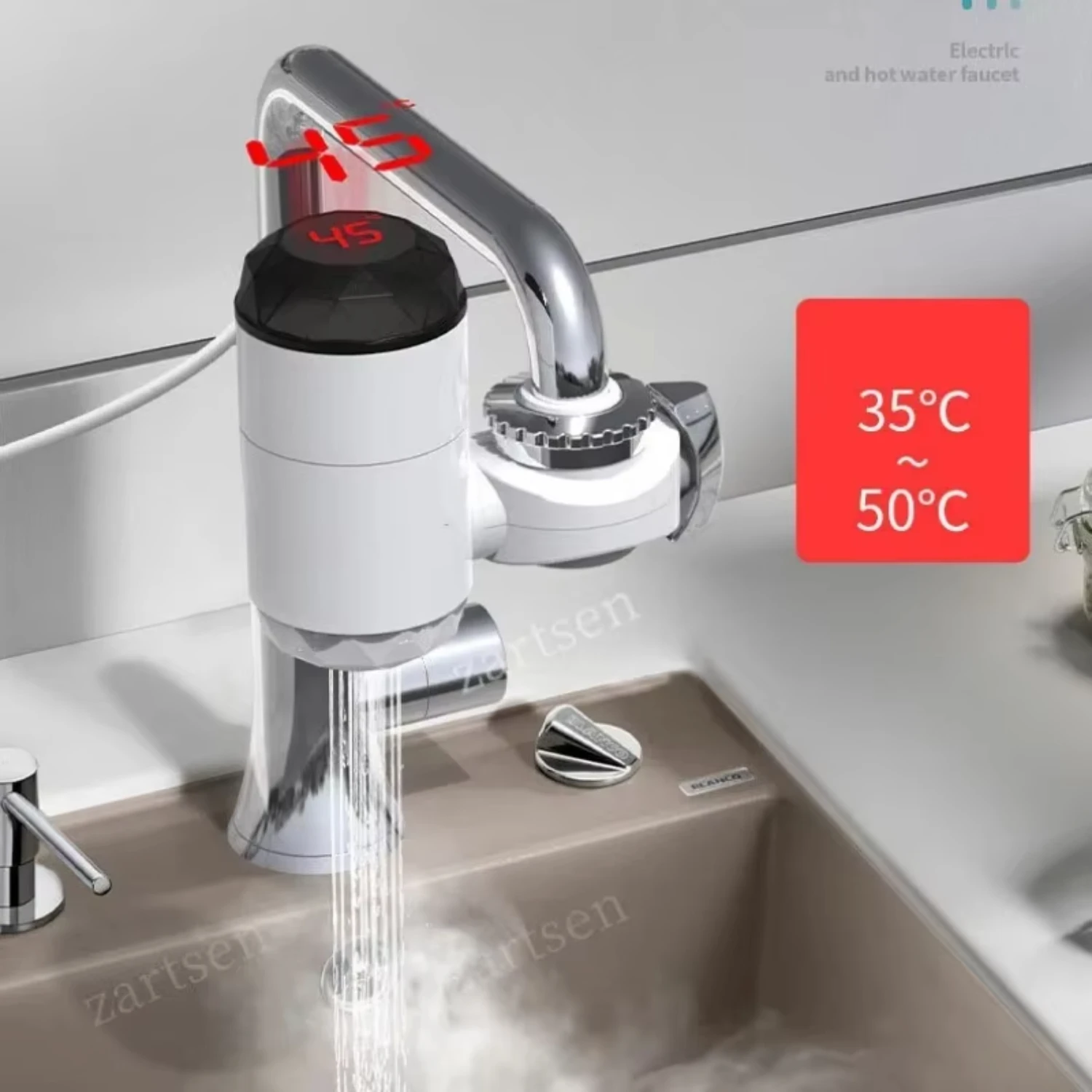 3000W Kitchen Water Heater Tap - Instant Hot Water Faucet Heater - Tankless Instantaneous Water Heater