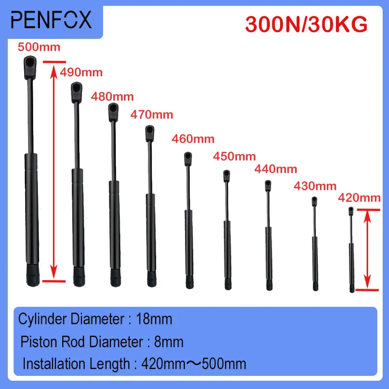 1 шт. 420-500 мм 30 кг/300N Универсальные Стойки, газовая пружина, поддержка капота, автомобильных фургонов, шкафов, дверей, окон, люков, лодок