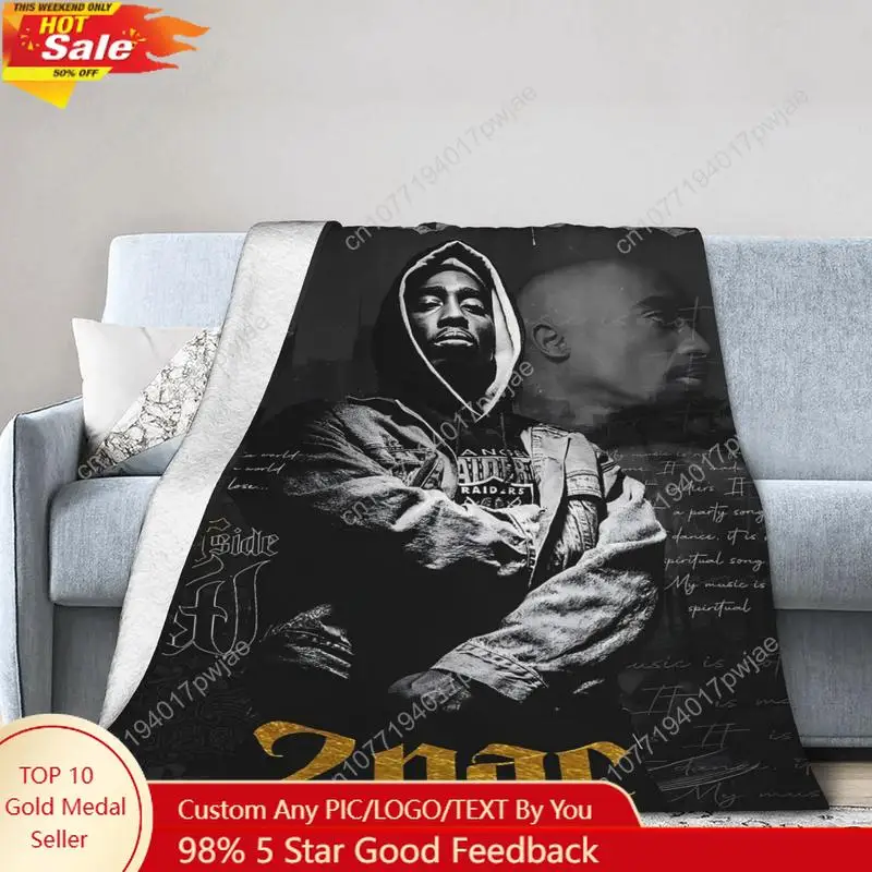 

[Legendary Artist 2Pac Throw] 2Pac Soft Fleece Throw Blanket - Legendary Artist Urban Style Design for Sofa Custom blankets