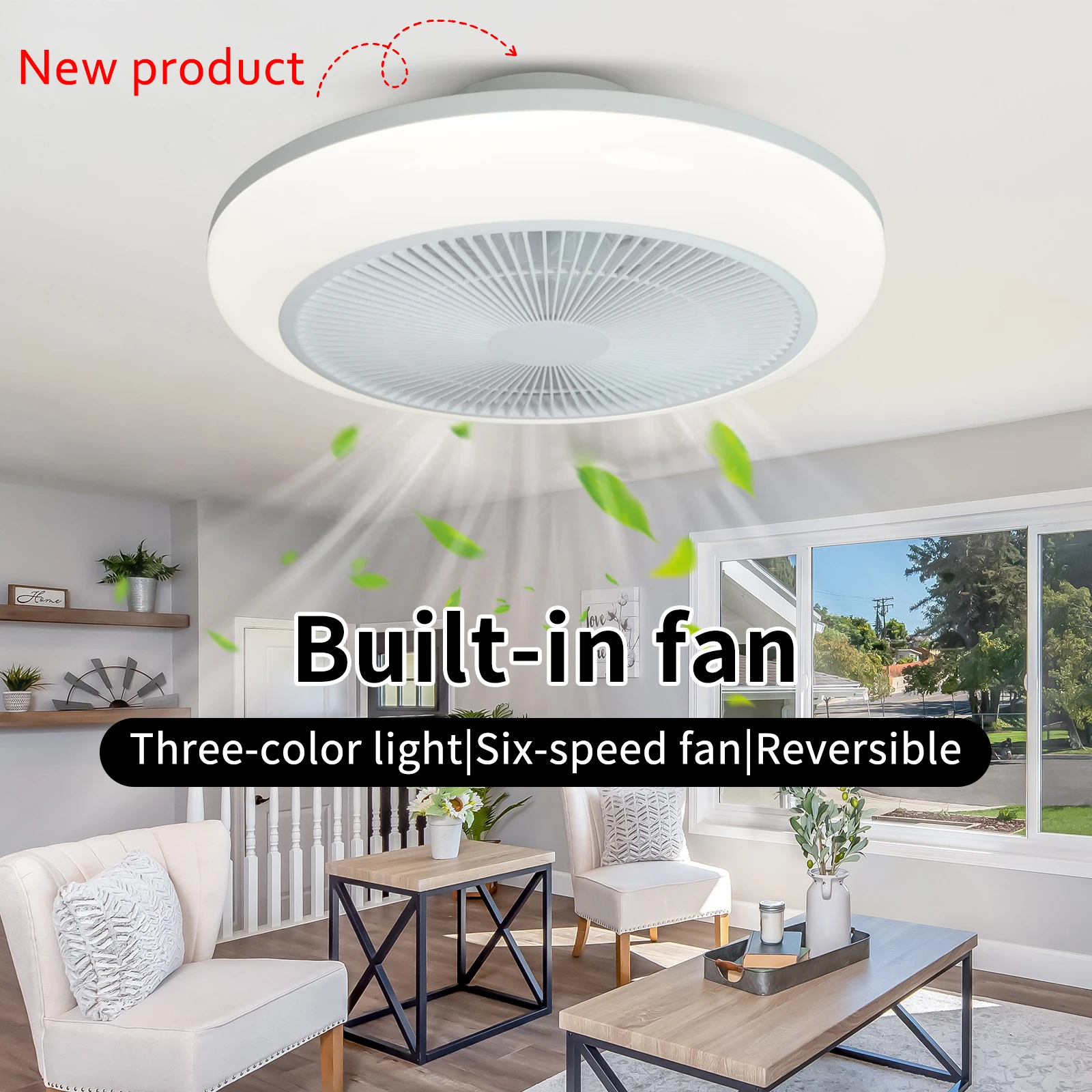 LED Ceiling Fan with Lights, Remote Dimming, Bedroom Decorative Ventilation Lights, and Expandable Silent Air Invisible Blades