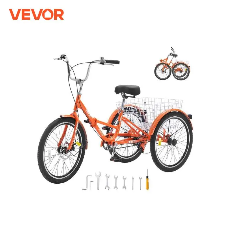 VEVOR 20-26inch Folding Adult Tricycle Lightweight Aluminum Alloy Shopping Picnic For Adults Women Men Seniors