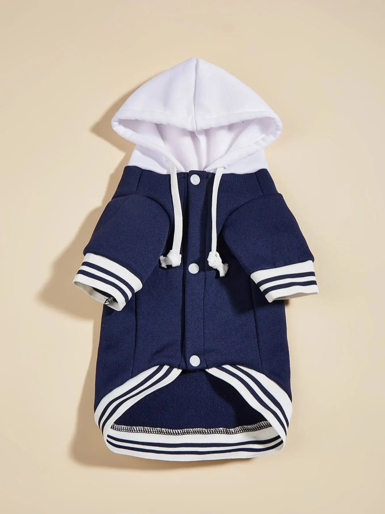 Pet clothes dog dog cat with hat jacket warm and comfortable clothes with running bear pattern white navy blue new piece