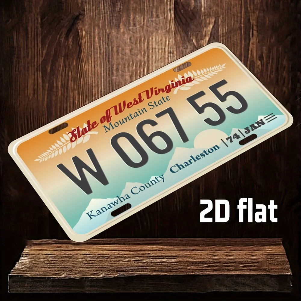 Retro Metal License Plate - Waterproof Aluminum Wall Decor with  West Virginia Design, Easy to Install for Home, Garage, Cafe,