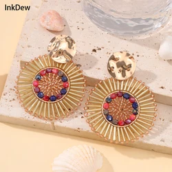 INKDEW Round Bohemia Drop Earrings for Women Big Long Earrings Handmade Crystal Faceted Beads Earrings Jewelry Gift boho EA136