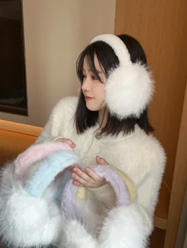 ANJJ Yeni Peluş kulaklıklar 5 renk Yenilikçi Moda Kontrast renk Trendy Earmuffs en iyi arkadaşlar için doğum günü partisi hediyesi