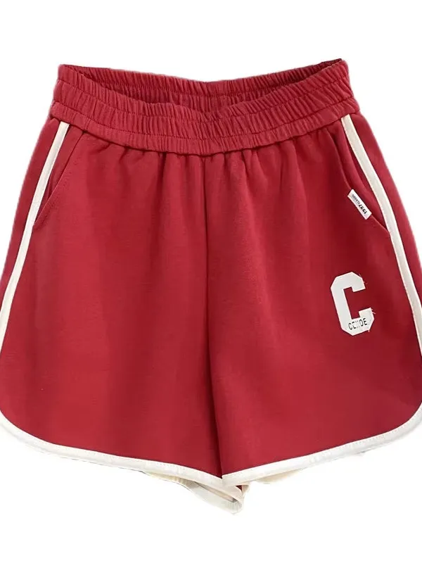 High Waist Elastic Waist Sports orts Women Summer 2025 New American Sle Slimming Casual Pants Hot Girl A-Line Wide Leg Ho...