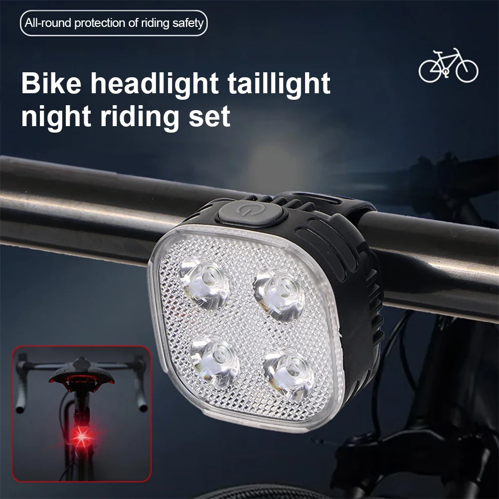 Equipo de conducción nocturna, faros delanteros de bicicleta impermeables con alto brillo, luces traseras, luz de advertencia de carga USB, accesorios para bicicleta