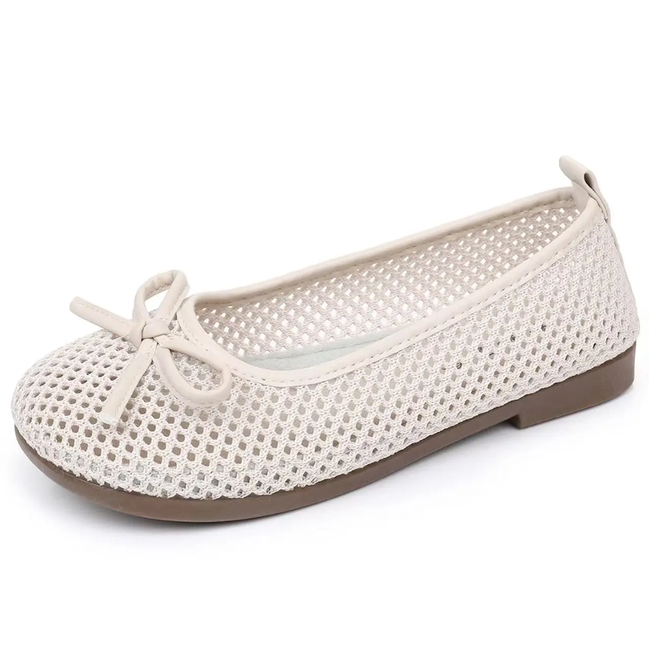 2026 Summer New Bowknot Mesh Flat sole Shoes Women Soft Sole Round Toe Shallow Slip On Lightweight Breathable Casual Nude Shoes