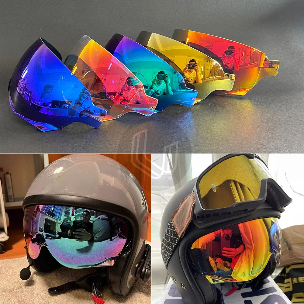 Motorcycle helmet visor rainbow shield smoke colorful Gold silver lens For SHOEI JO EX-ZERO CJ-3 Half helmet retro helmet lens