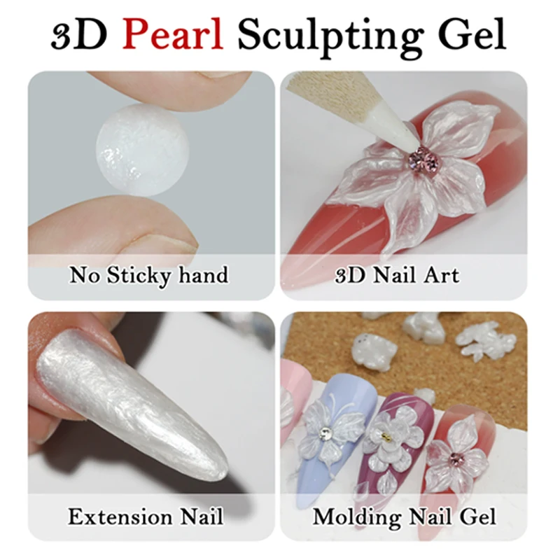 

Белый антипригарный гель для рук, формирующий резной цветок, лак для ногтей, атласный свет, 3D дизайн ногтей, наращивание ногтей