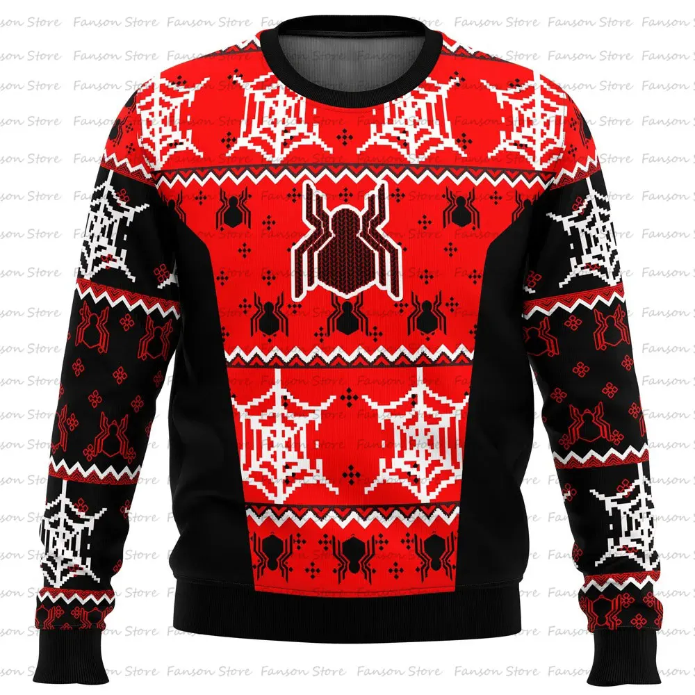 Spiderman Uniform Lelijke Kersttrui Cartoon Anime Vrouwen Mannen Pullover Tops 2025 Nieuwe Mode Paar Hoodie Sweatshirt