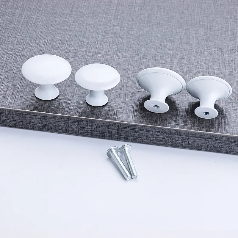 European Mushroom Porcelain White Black Single Hole Handle Modern Simple Wardrobe Cabinet Round Stainless Steel Drawer