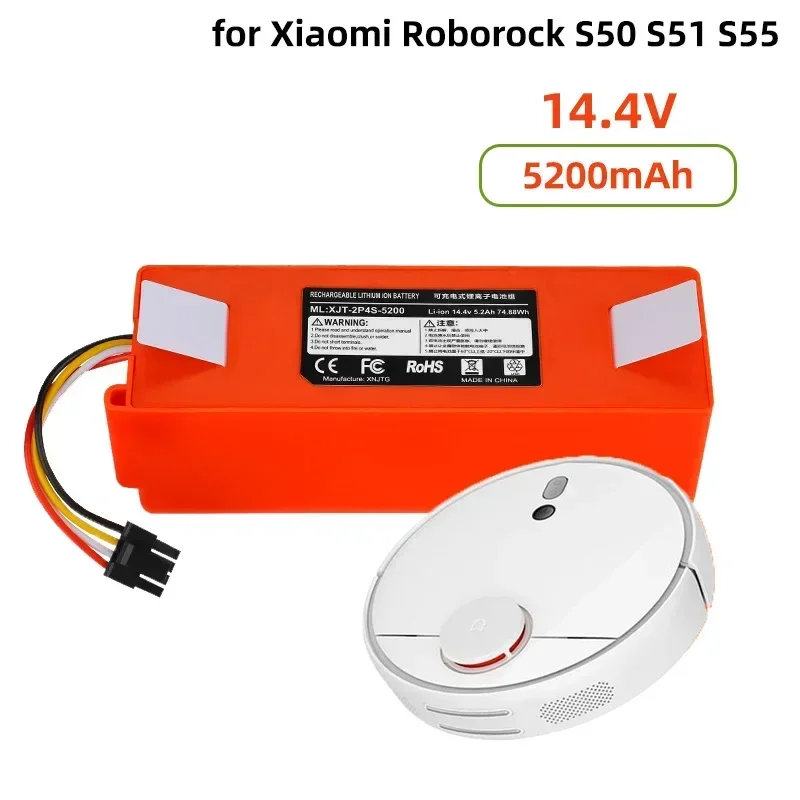 

For Xiaomi 1S and Roborock S50 T60 Robotic Vacuum Cleaner Battery 14.4V 5200mAh Replacement for S51 S55 S5 Max C10 E20 E35 Parts