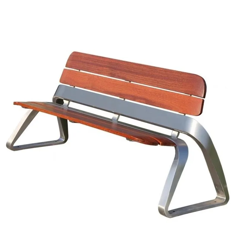 

Уличная скамейка для парков и дворов из нержавеющей стали с деревянными элементами для отдыха и зон отдыха в торговых центрах