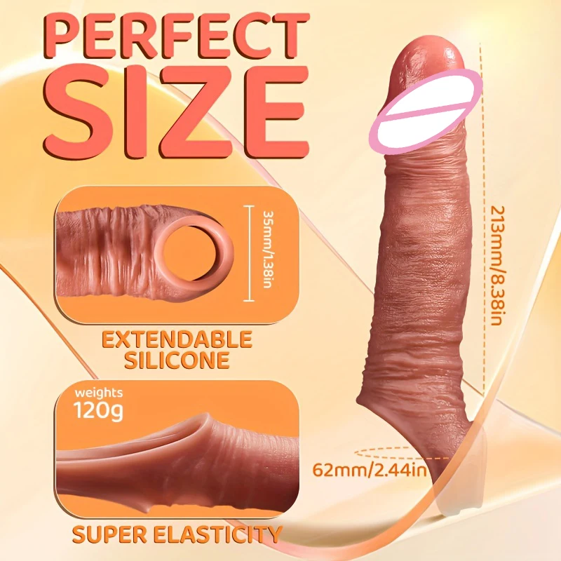 Reusable Penis Sleeve Enhance Dick Erection Delayed Ejaculation Trainer  2 in 1 Silica Gel Semen Lock Ring For Men Adult Sex Toy