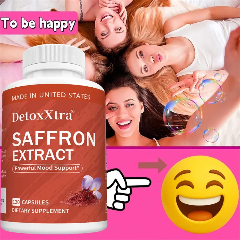 Happy Saffron Plus - Saffron Flower Extract, Curcumin, Zinc Support Positive Mood Increase Memory, Focus & Clean Blood Vessels