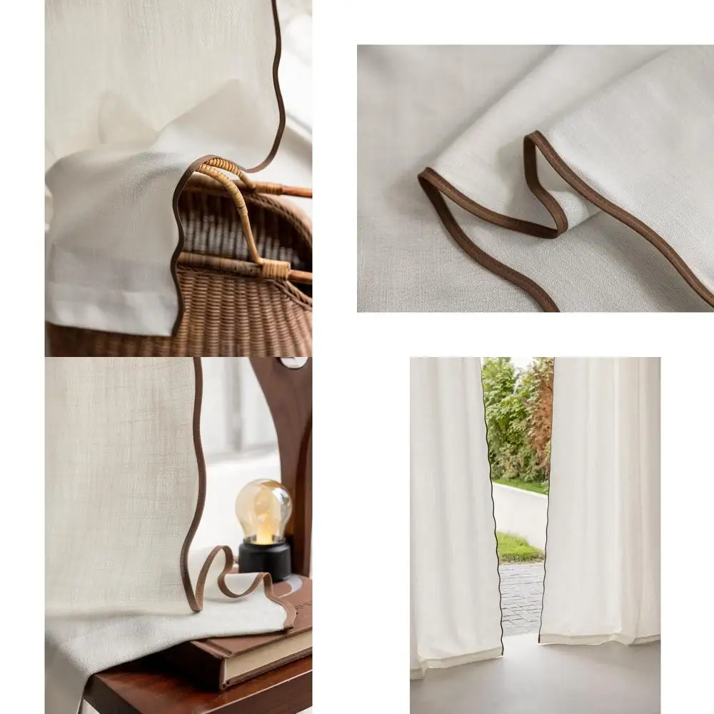 

Scalloped Ripple Fold Linen Curtains - Light Filtering, Set of 2, Dark Taupe, 50x96