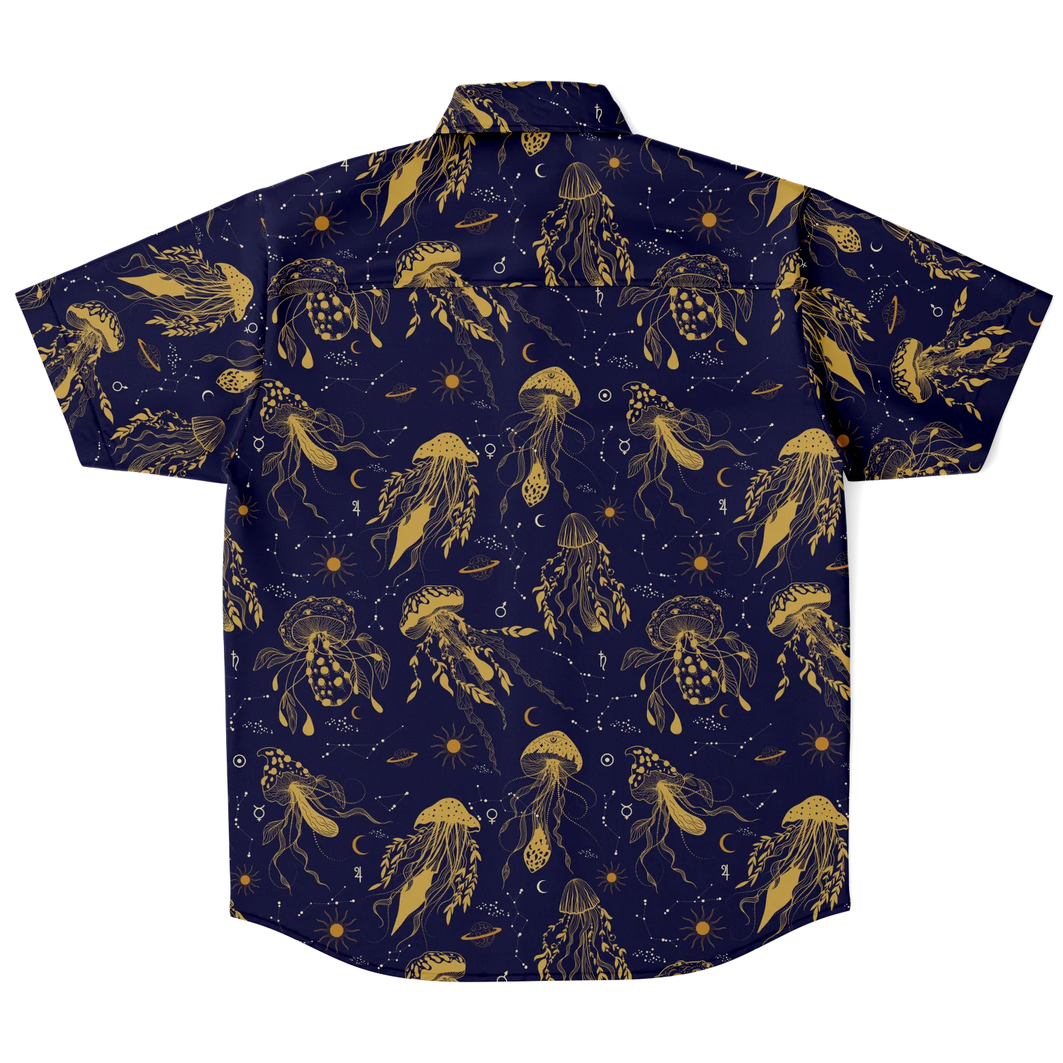 Casual Button Down Shirt Y2k Gothic Jellyfish Print Shirts Men/Women Unisex Summer Short Sleeve Shirt Hiphop Streetwear Top