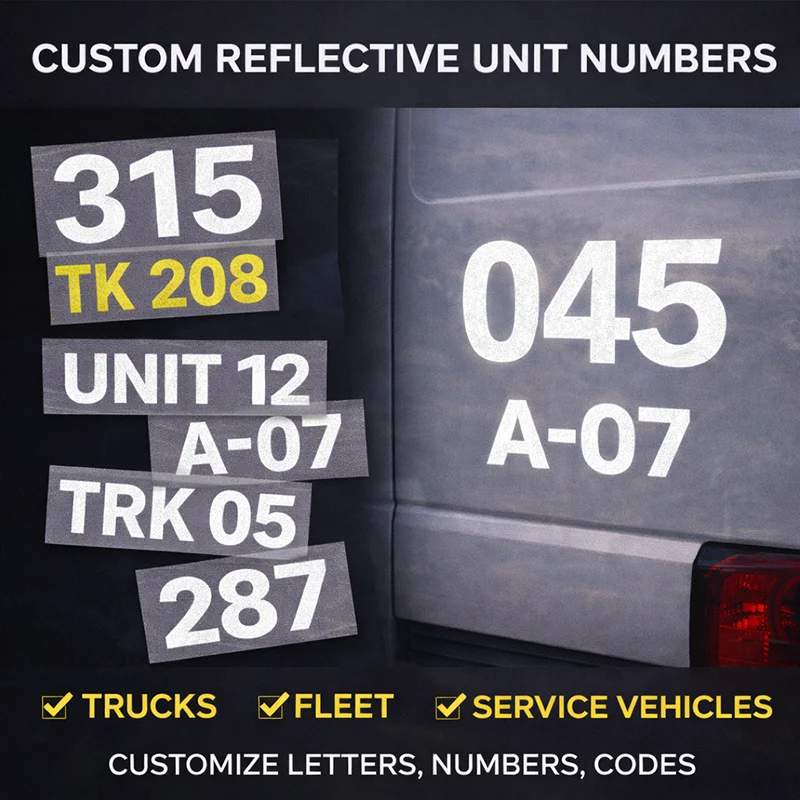 

Custom Reflective Fleet Number Decal Personalized Lettering Number Sticker for Truck Business Vehicle