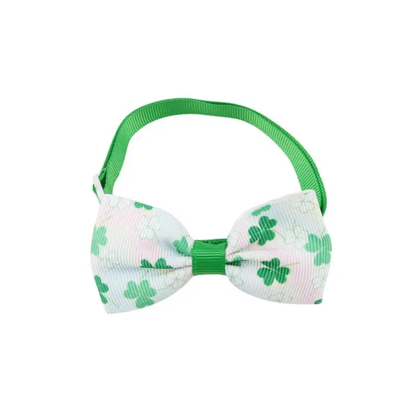 6pcs St Patrick's Day Dog Collar Bows Mix Colours Small Dog Accessories Dog Hair Rubber Bands Pet Collar Wear Pet Supplies