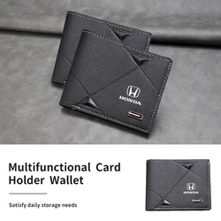 Car Logo Men's Short Wallet Multifunction Coin Purse Card Bag For Honda Civic Accord CRV Fit Jazz Transalp CBR Odyssey cb500x