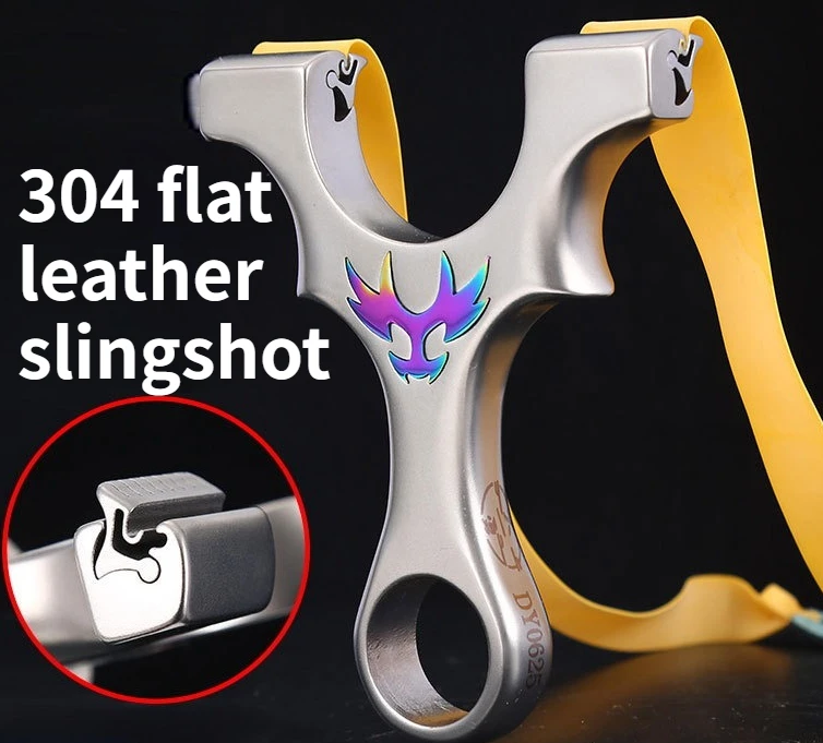 

Outdoor Stainless Steel Practical Competitive Bow with High Precision Flat Leather Dragon Teeth Straight Plate Slingshot