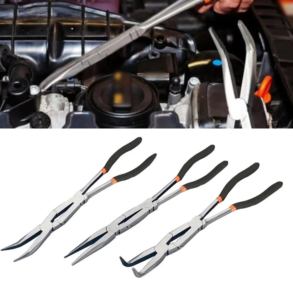 

Enhanced Long Reach Pliers Needle Nose Pliers Straight 45/90 Degree Bent Tips Straight Needle Nose Plier Car Disassembly Tool