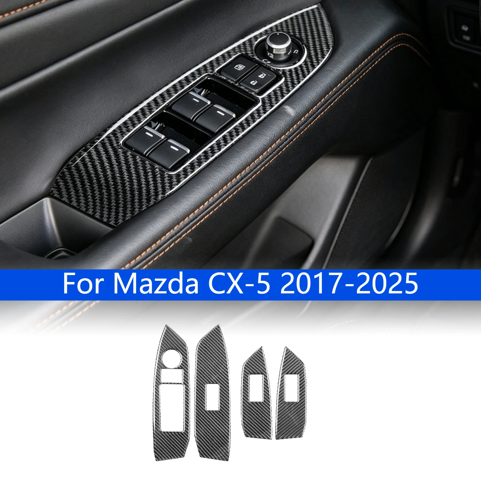 

Carbon Fiber For Mazda CX-5 2017-2025 Window Lift Switch Panel Trim Anti Scratch Sport Modification Interior Decor Accessories
