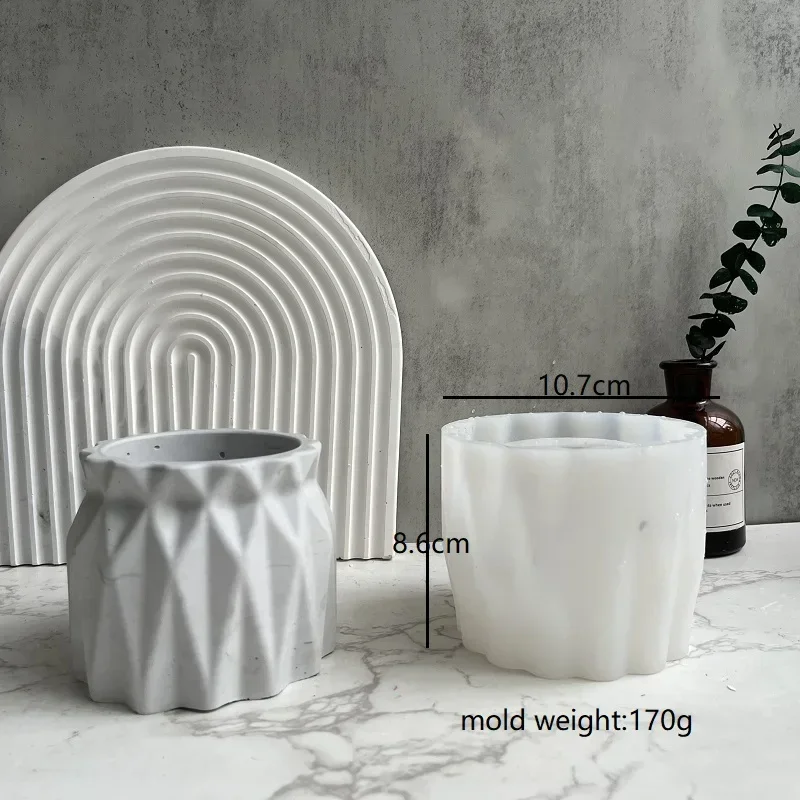 Diamond Cut Flower Pot Vase Silicone Mold Pen Holder Box Gypsum Concrete Silicone Mould Epoxy Resin Molds Home Decoration