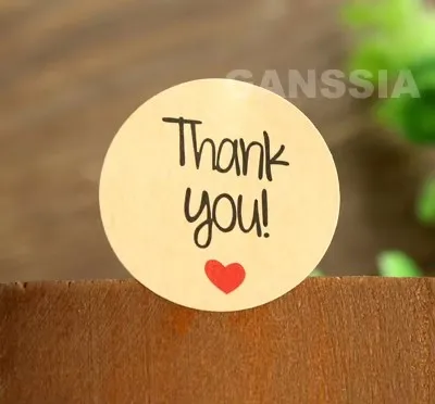 

100pcs/lot Dia:3.8cm Red heart Thank you Seal Sticker Round Stickers for Handmade Gift Scrapbooking (SS-1147)