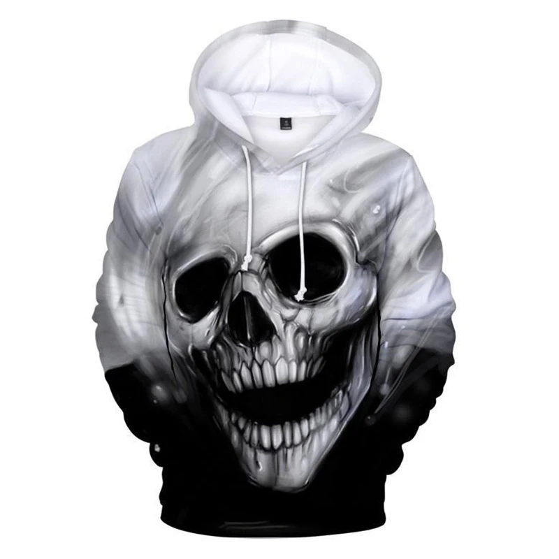 Cool Skull Pattern 3D Print Hoodies Men Women Long Sleeve Hip Hop Hooded Sweatshirts Oversized Pullover Man Tops Unisex Clothing