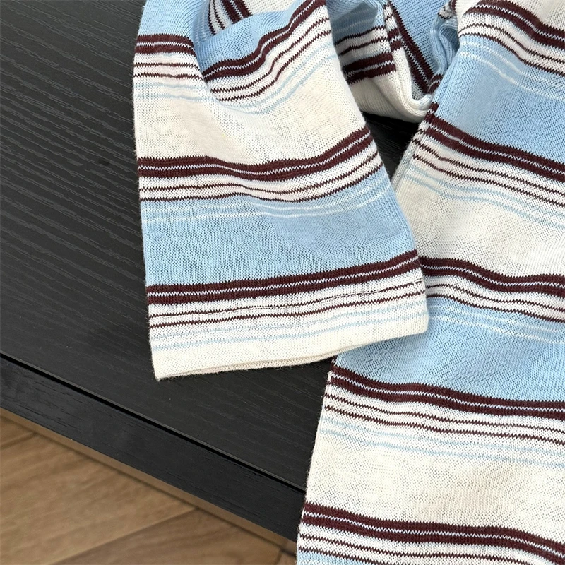 Kinder Langarm-T-Shirt Neues Retro-Streifen-Baumwollhemd Frühling Herbst Lässiges Oberteil mit Tasche für Baby Kleinkind Jungen Mädchen – Detail 4